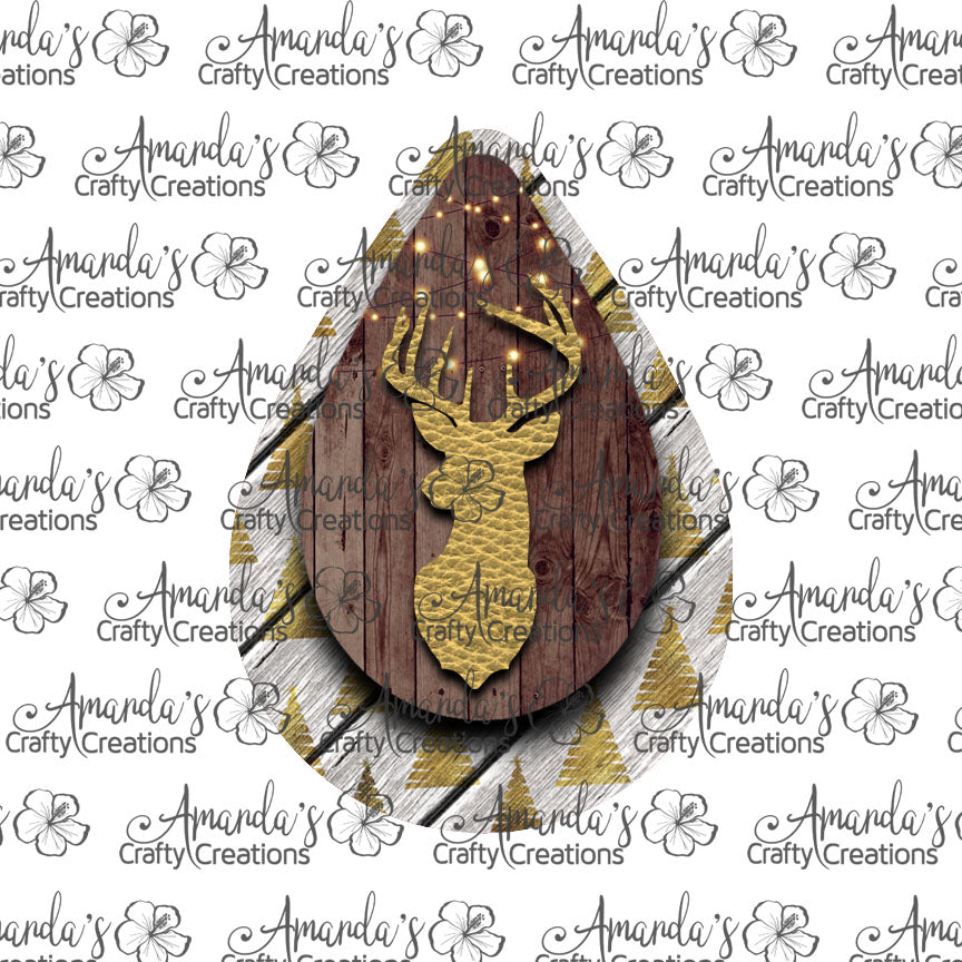 Gold Deer Head Teardrop Earring Sublimation Design, Hand drawn Teardrop Sublimation earring design, digital download, JPG, PNG