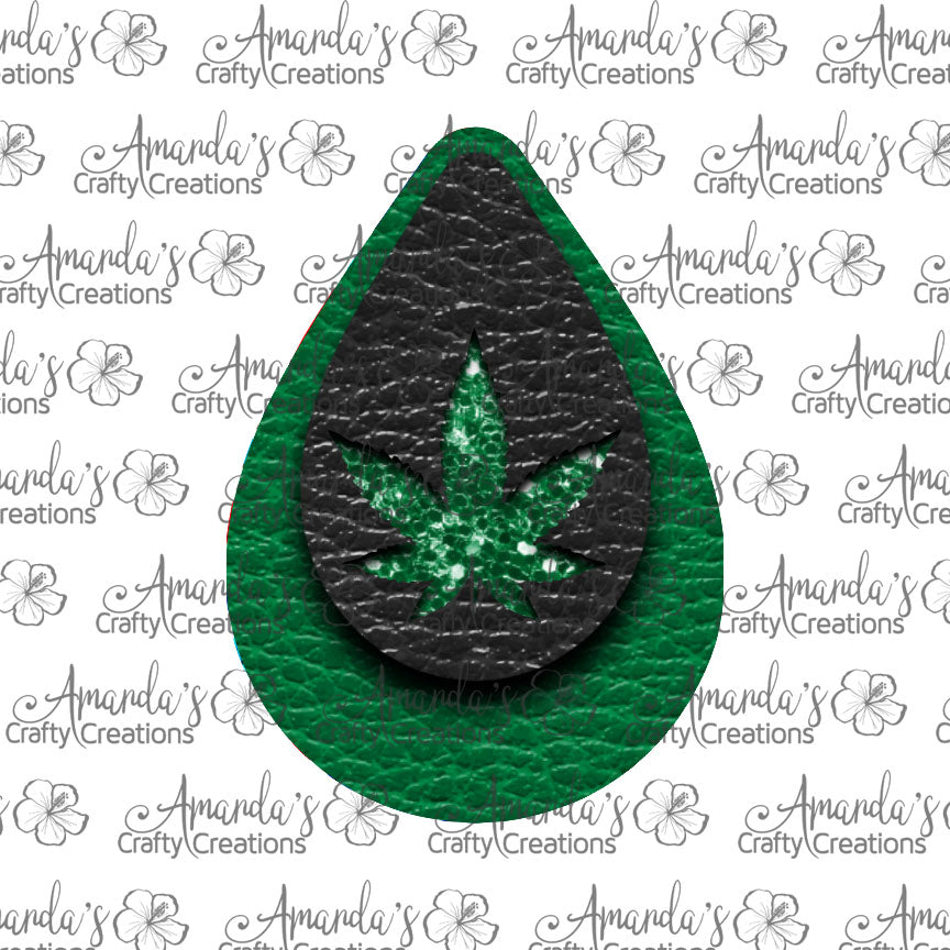 Green Chunk Black Marijuana Leaf Teardrop Earring Sublimation Design, Hand drawn Teardrop Sublimation earring design, digital download, JPG, PNG