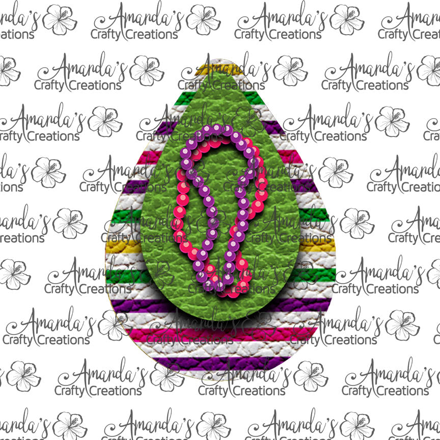 Green Mardi Gras Bead Teardrop Earring Sublimation Design, Hand drawn Teardrop Sublimation earring design, digital download, JPG, PNG