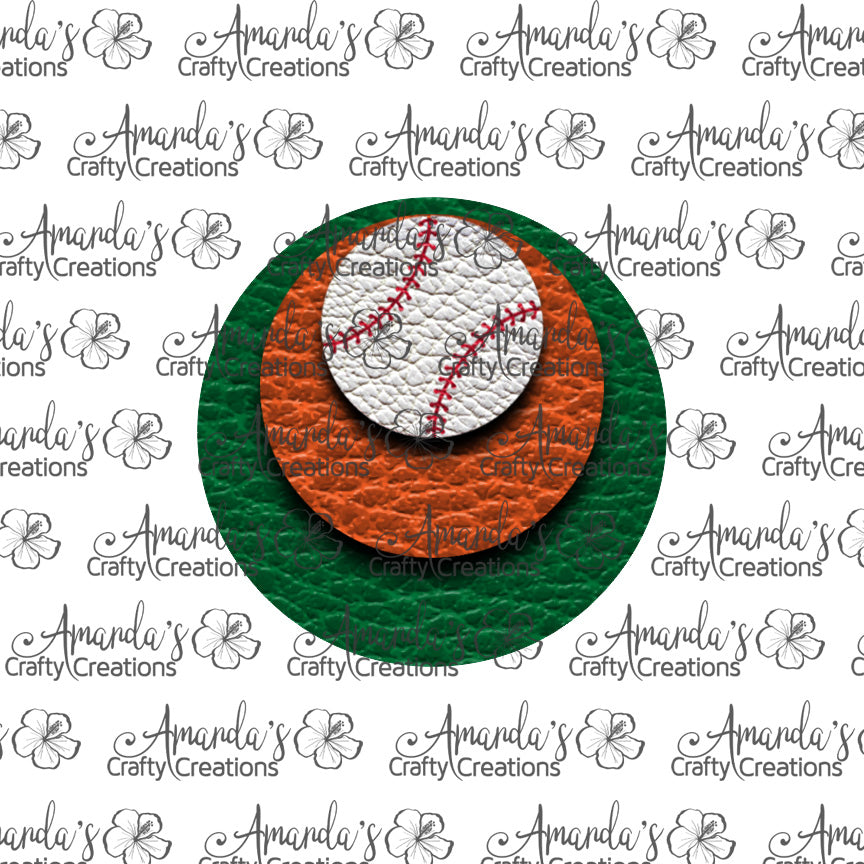Green Orange Baseball Circle Earring Sublimation Design, Hand drawn Circle Sublimation earring design, digital download, JPG, PNG