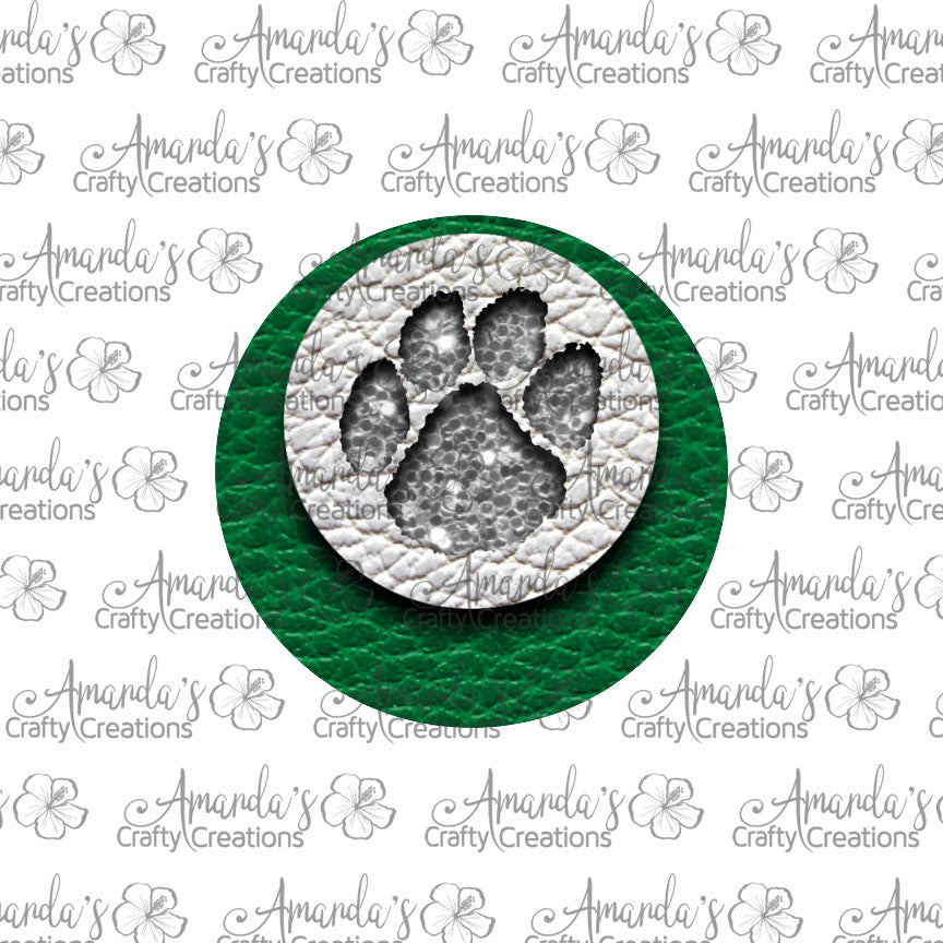 Green White Silver Chunk Paw Print Circle Earring Sublimation Design, Hand drawn Circle Sublimation earring design, digital download, JPG, PNG