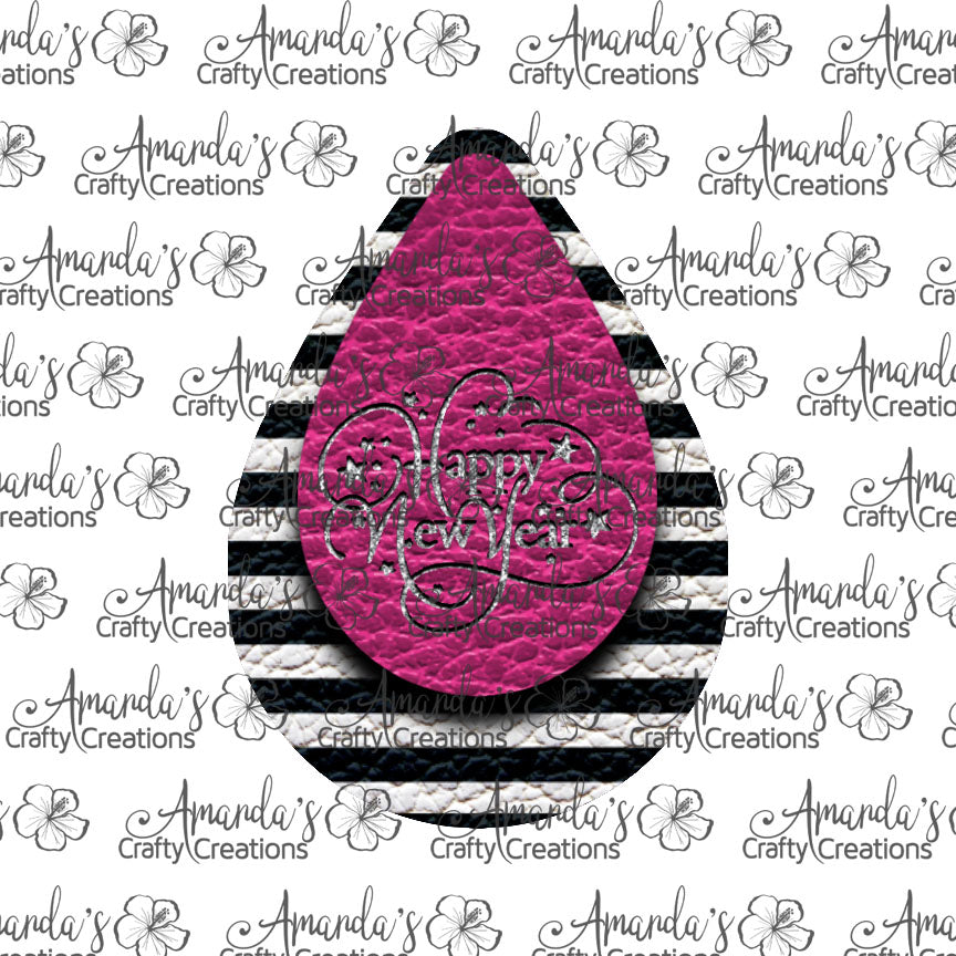 Hot Pink Striped New Years Teardrop Earring Sublimation Design, Hand drawn Teardrop Sublimation earring design, digital download, JPG, PNG