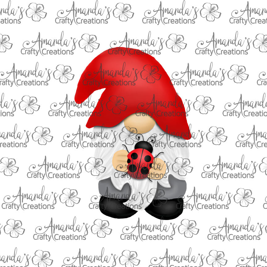Ladybug Gnome with Red Hat Sublimation Design, Hand drawn Gnome Sublimation earring design, digital download, JPG, PNG