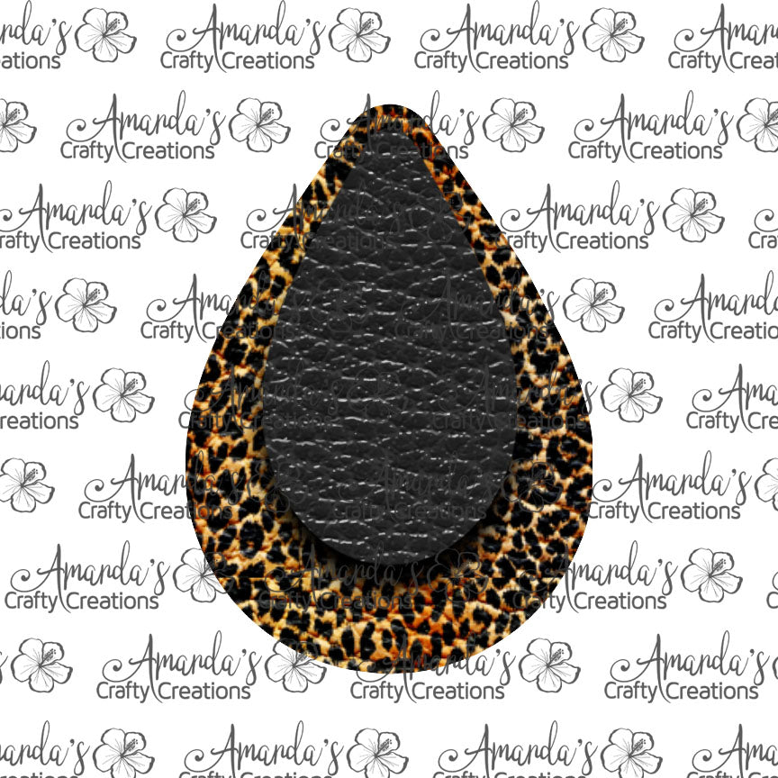 Leopard Black Teardrop Earring Sublimation Design, Hand drawn Teardrop Sublimation earring design, digital download, JPG, PNG