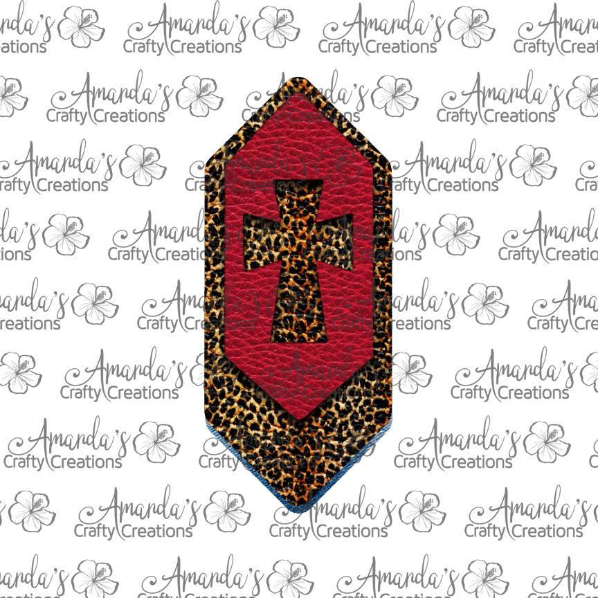 Red Leopard Cross Cutout Cascade Sublimation Earring Sublimation Design, Hand drawn Cascade Sublimation earring design, digital download, JPG, PNG