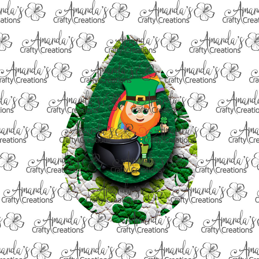 Leprechaun Shamrock Rainbow Teardrop Earring Sublimation Design, Hand drawn Teardrop Sublimation earring design, digital download, JPG, PNG