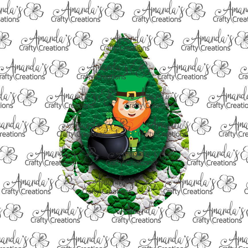 Leprechaun Shamrock Teardrop Earring Sublimation Design, Hand drawn Teardrop Sublimation earring design, digital download, JPG, PNG