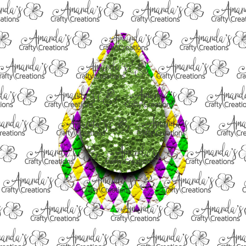 Mardi Gras Green Chunk Teardrop Earring Sublimation Design, Hand drawn Teardrop Sublimation earring design, digital download, JPG, PNG