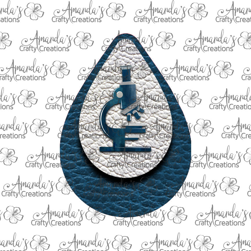 Microscope Teardrop Earring Sublimation Design, Hand drawn Teardrop Sublimation earring design, digital download, JPG, PNG