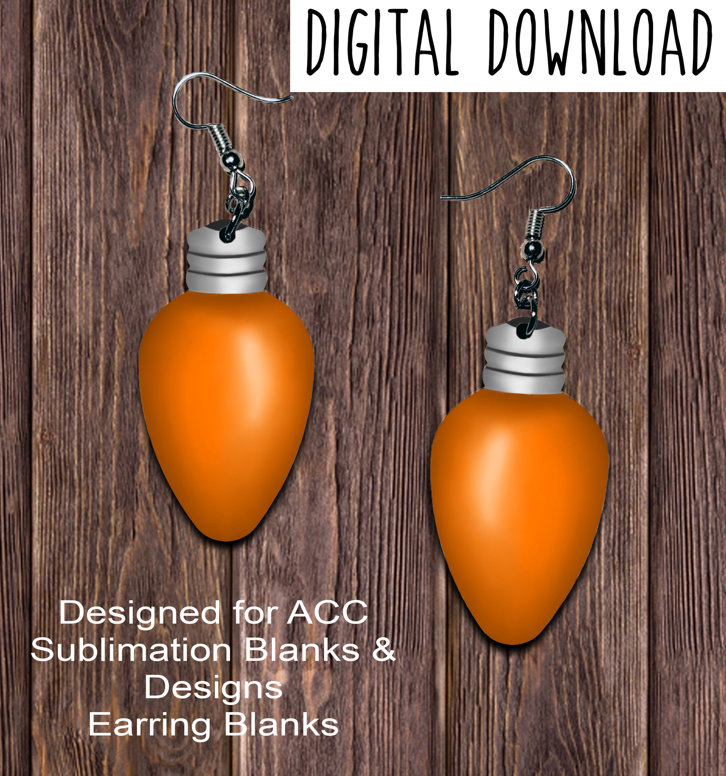 Orange Christmas Light Teardrop Earring Sublimation Design, Hand drawn Teardrop Sublimation earring design, digital download, JPG, PNG
