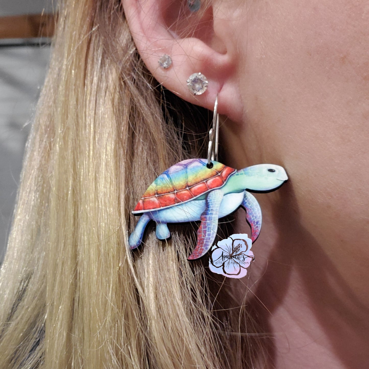 Sublimation hardboard blanks, sea turtle earring sublimation blanks, SINGLE or DOUBLE-sided turtle earring blanks for sublimation