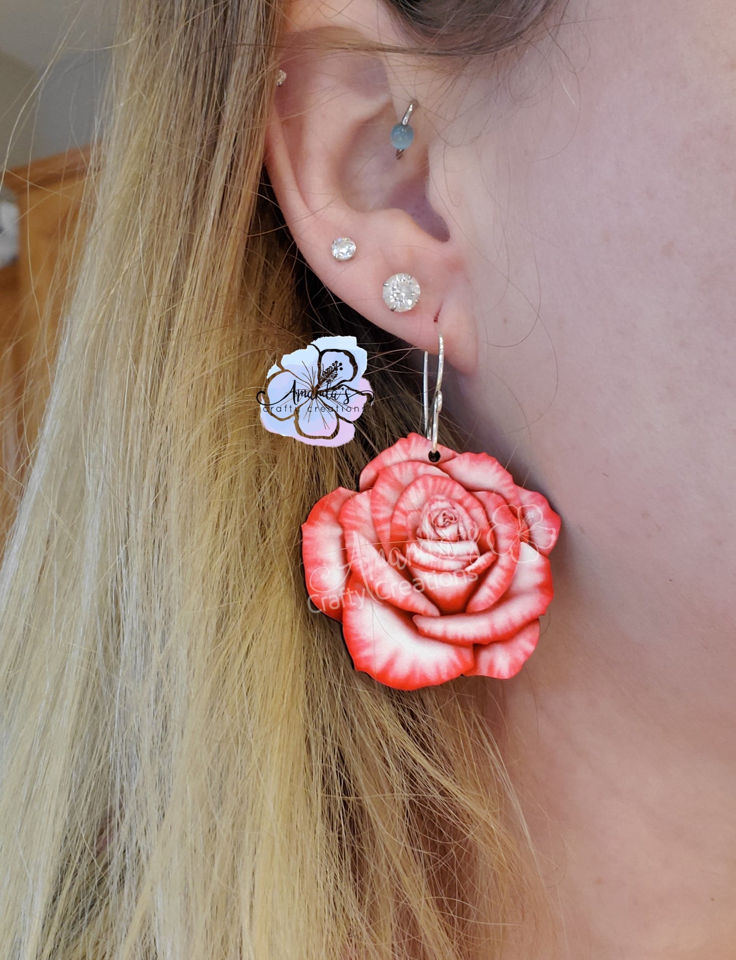 Sublimation hardboard blanks, Rose earring sublimation blanks, SINGLE or DOUBLE-sided rose earring blanks for sublimation