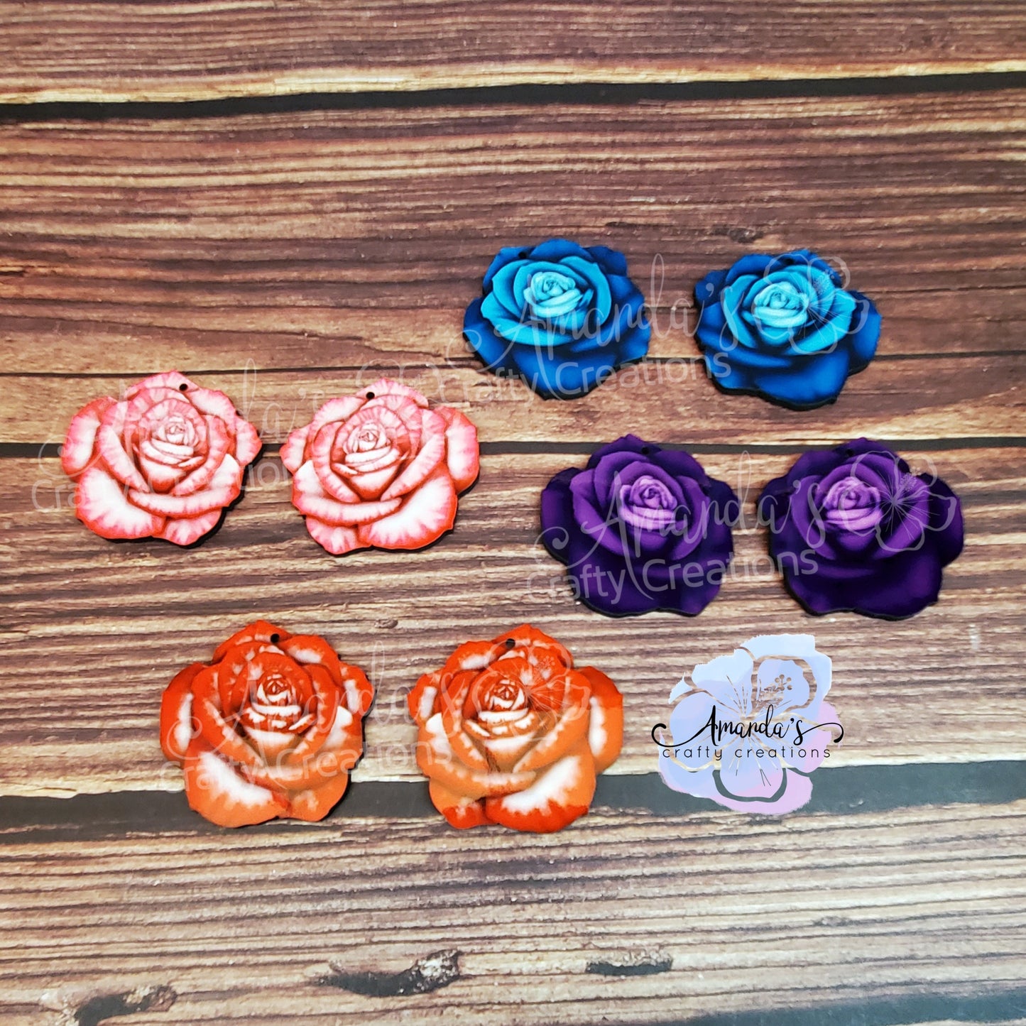 Sublimation hardboard blanks, Rose earring sublimation blanks, SINGLE or DOUBLE-sided rose earring blanks for sublimation