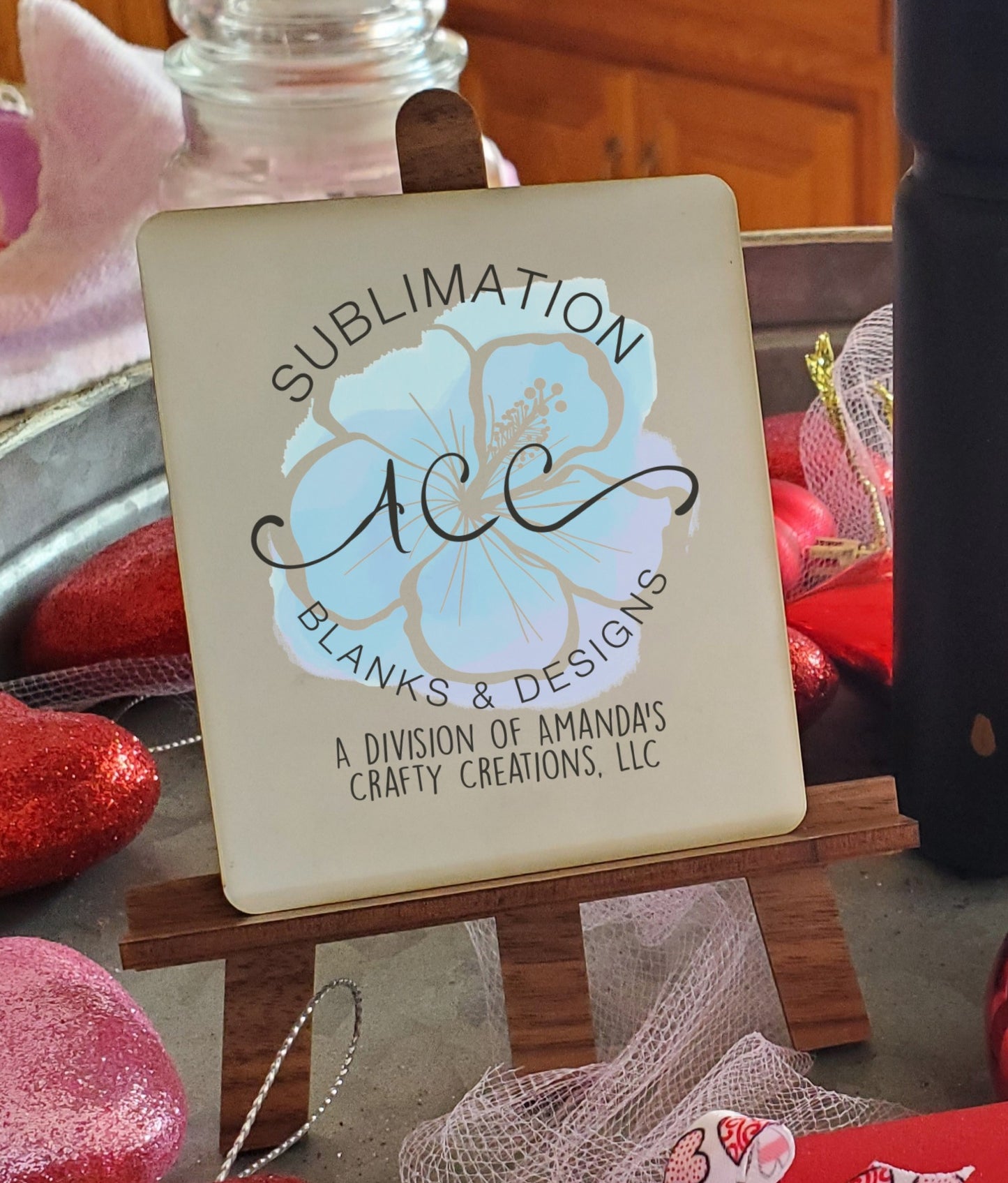 4 piece MINI EASEL & Sublimation plaque, 3 piece mini easel with 1 rectangle sublimation plaque, cutout, interchangeable mini easel