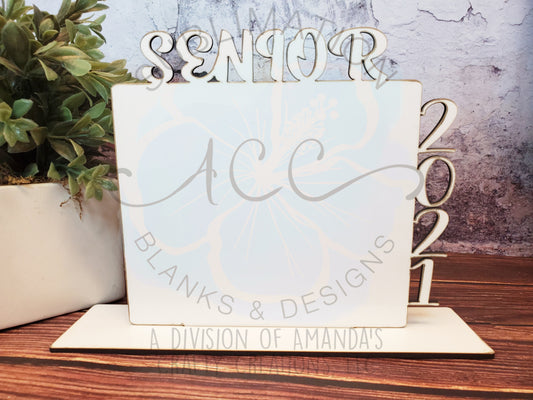2-Piece Senior 2021 Sublimation Desk Photo Stand Blanks - Hardboard Photo Display Blanks