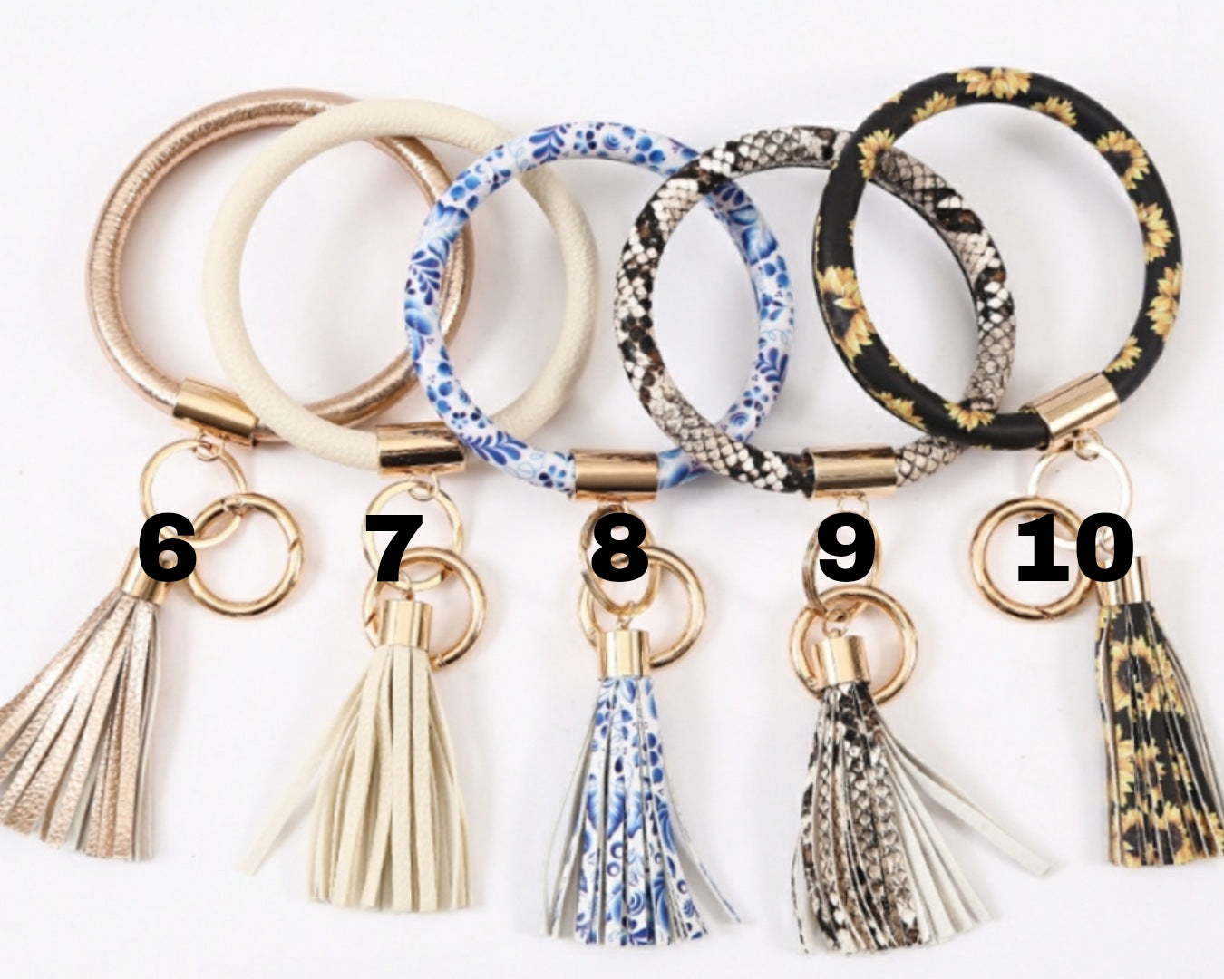 Leather wrapped keychain bracelets with leather tassel and sublimation metal disc RTS