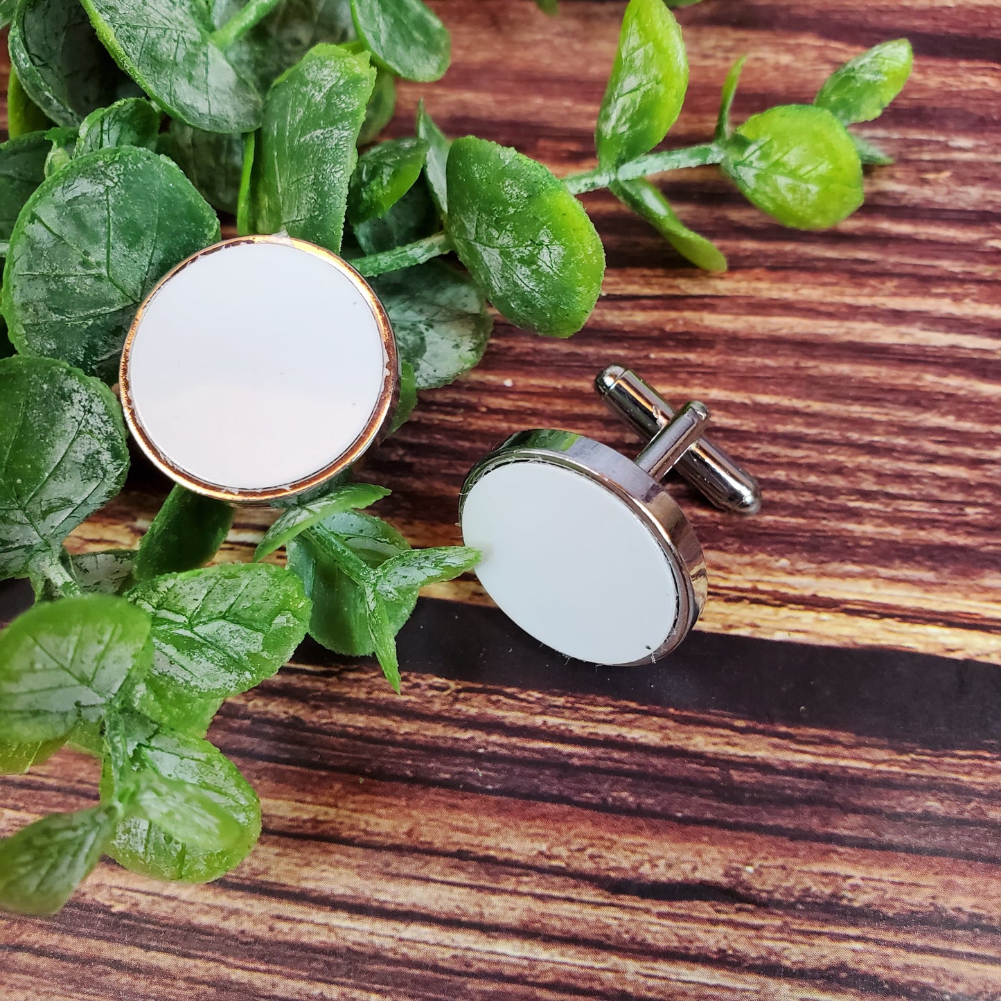 Sublimation metal cuff link set, men cuff link, wedding gift, gloss white, RTS