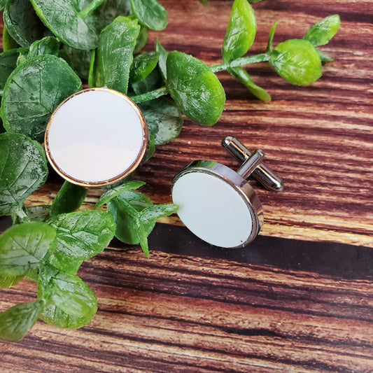 Sublimation metal cuff link set, men cuff link, wedding gift, gloss white, RTS