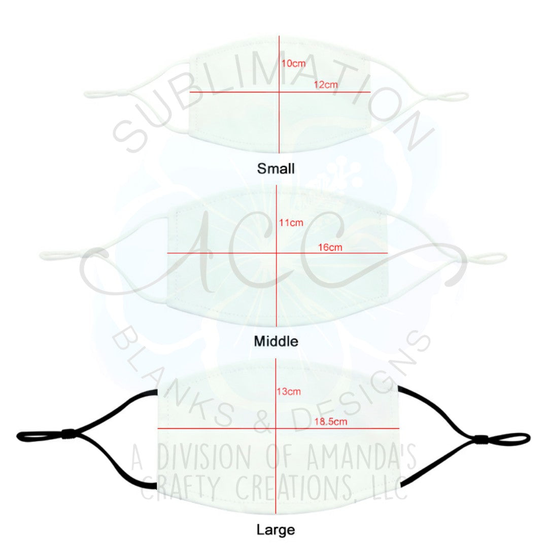 Mask Sublimation Blank (adults - Medium)6 x 5 Medium