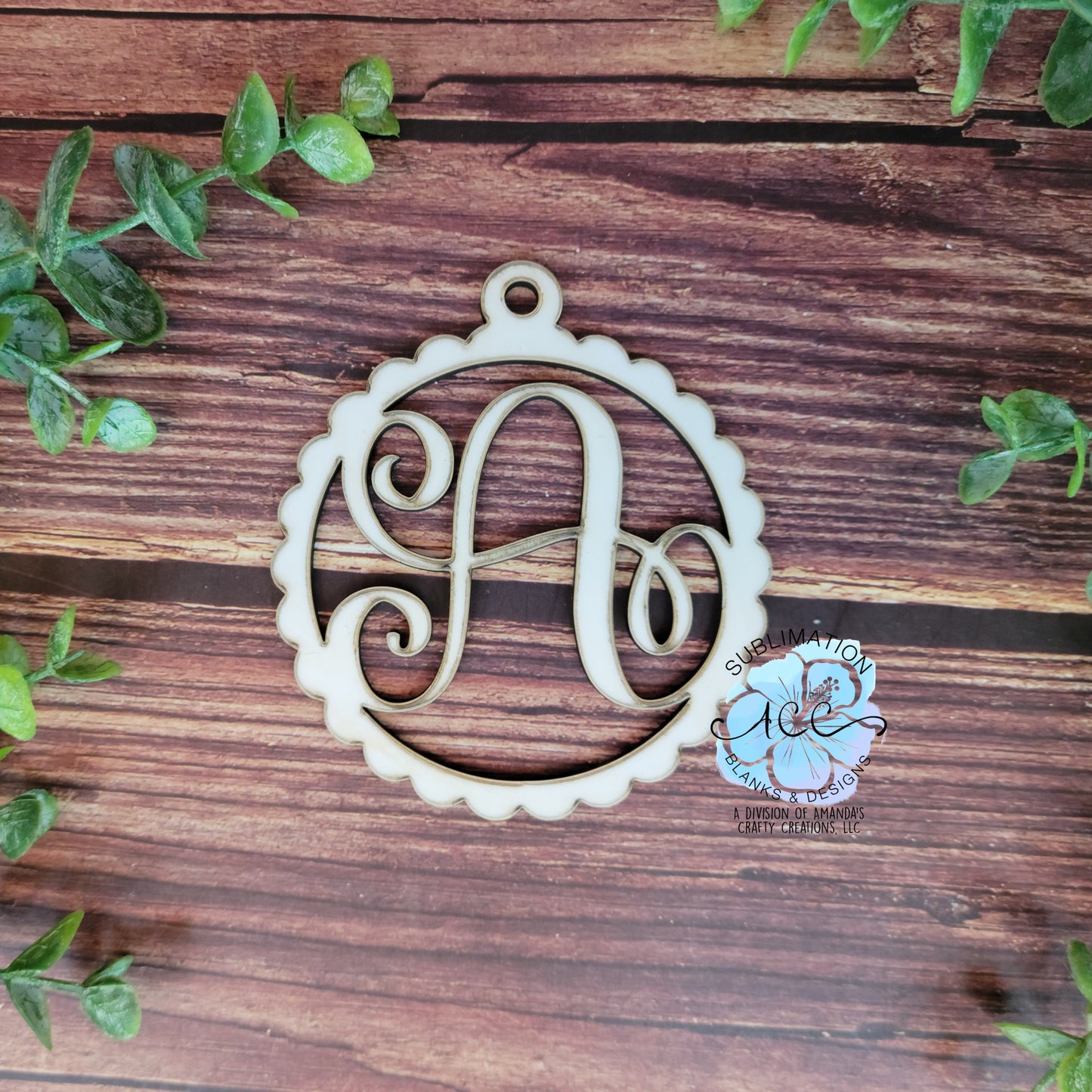 3.5" Circle Monogram, Letter Circle Tag, Monogram Circle, Scalloped Monogram