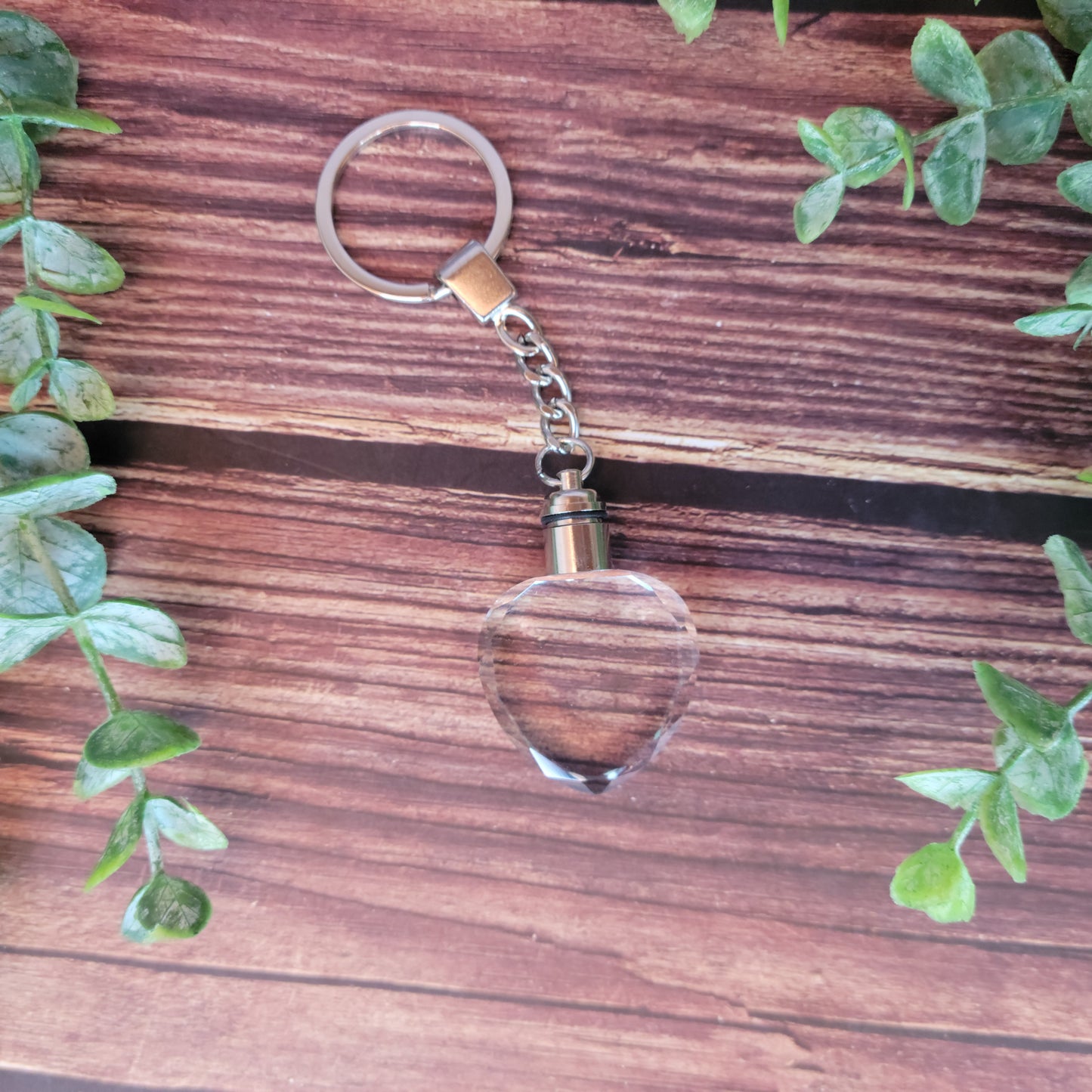 Glass crystal LED lighted keychain, glass engraving keychain blank, 7 color change LED glass crystal keychain RTS