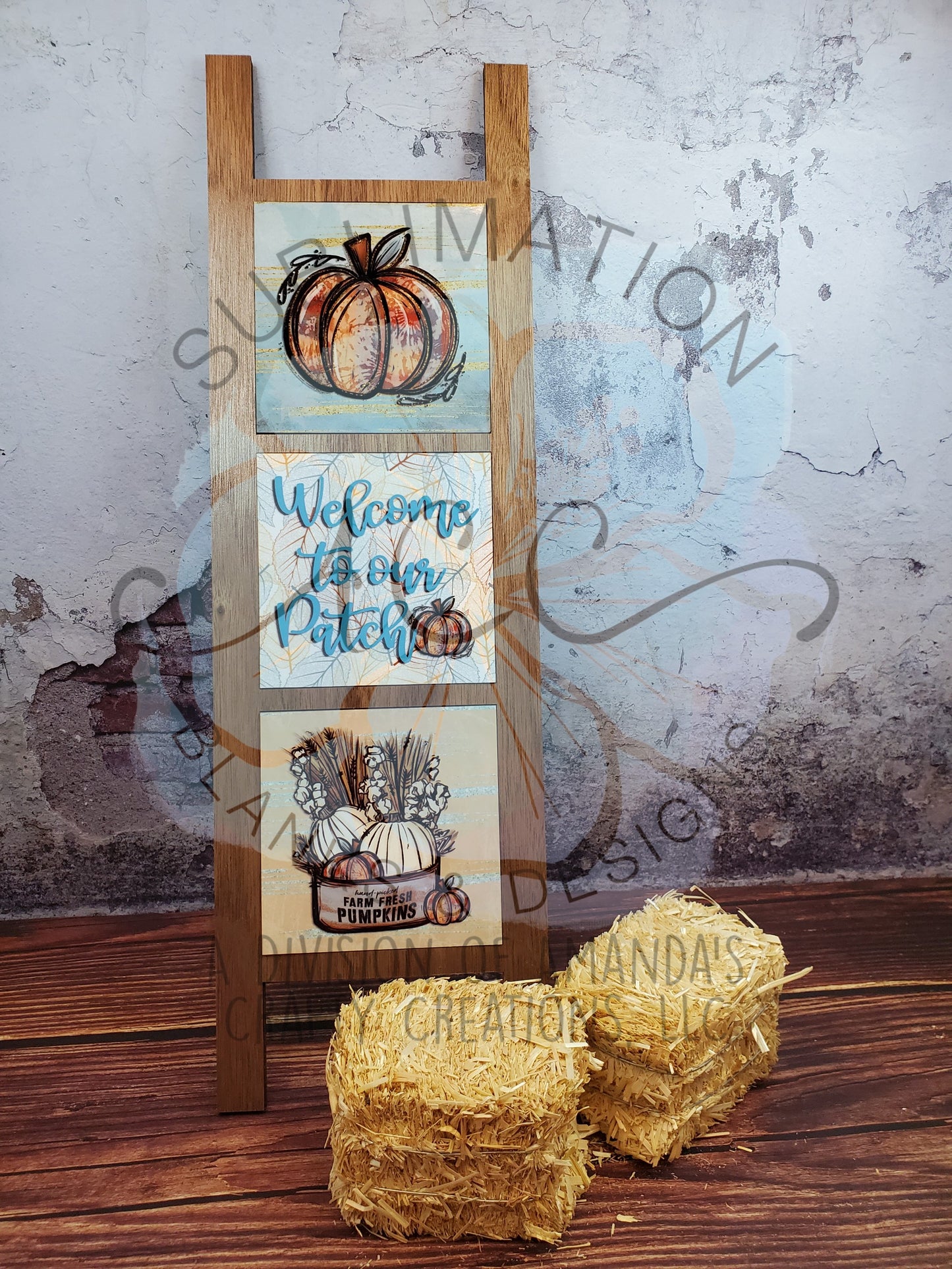 5-Piece Interchangeable Ladder Decor with Sublimation-Ready Inserts - Laser-Cut Home Decor - DIY Ladder with 3 Inserts