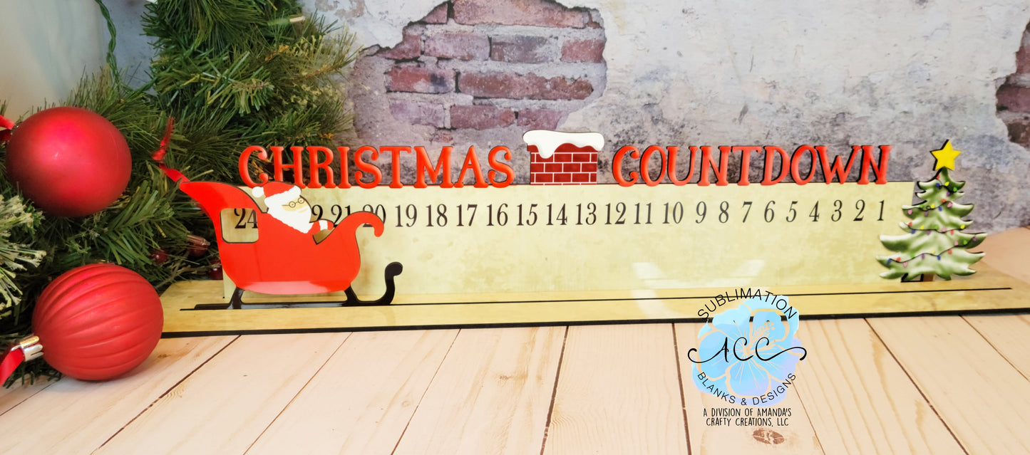 4 piece Christmas Countdown moveable hardboard sublimation blanks, christmas sublimation hardboard blank, christmas countdown sublimation blank