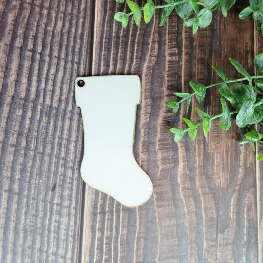 Set of 5 or 10 Stocking ornament hardboard blanks, 4" Stocking sublimation hardboard blank, SINGLE or DOUBLE-sided Stocking ornament sublimation blank
