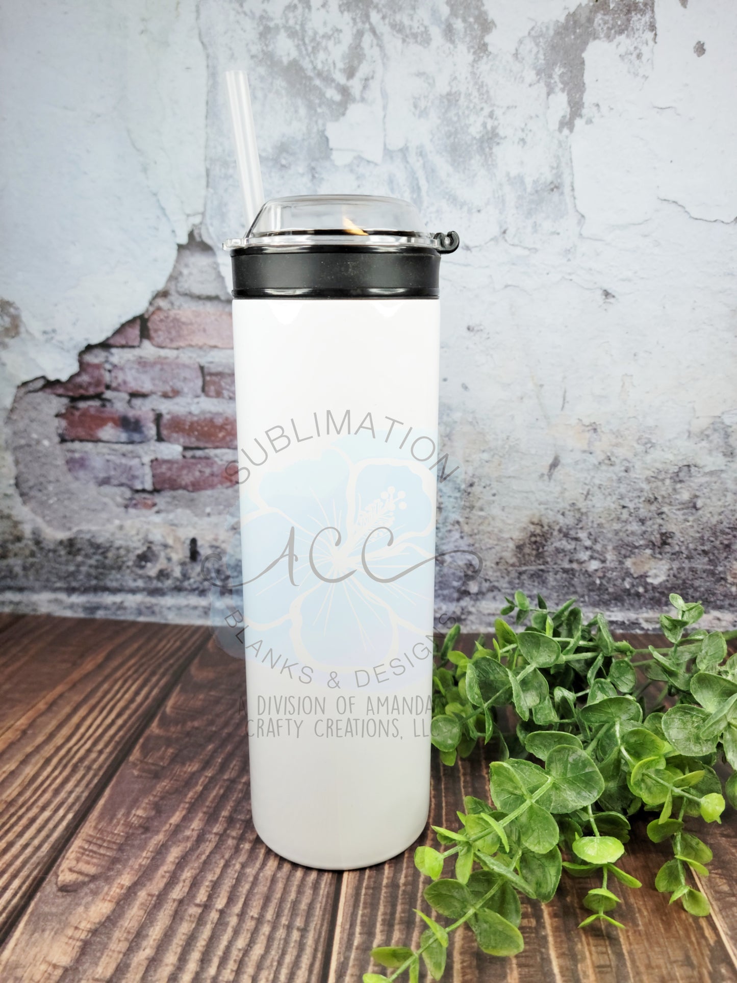 20 oz Straight Sublimation-Ready Skinny Tumbler with Snack Lid - Ready to Ship(RTS)