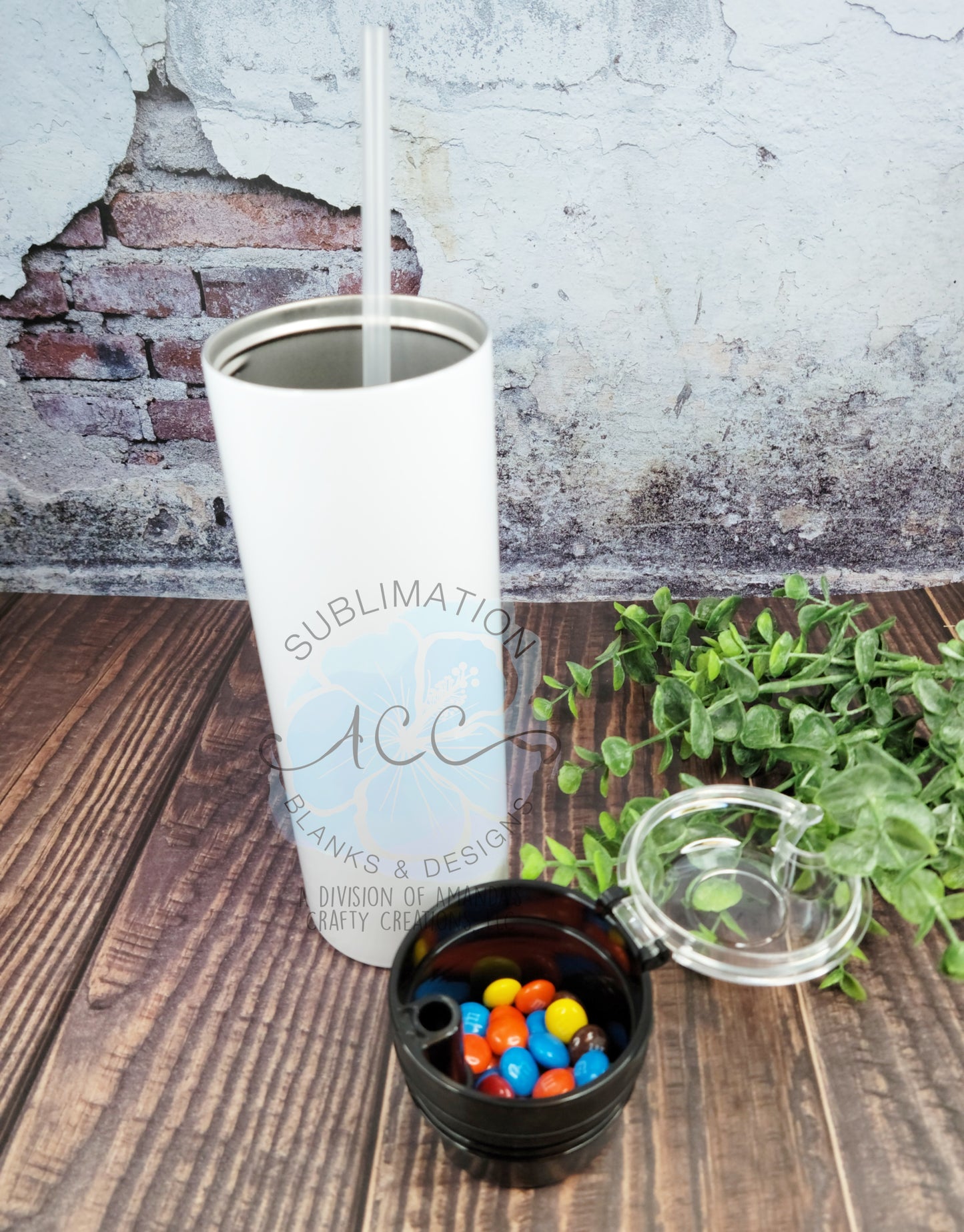 20 oz Straight Sublimation-Ready Skinny Tumbler with Snack Lid - Ready to Ship(RTS)