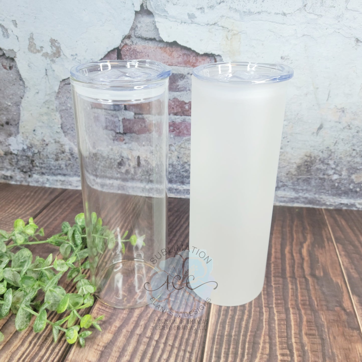 25oz Glass Tumblers for Sublimation | Clear or Frosted with Plastic Lid & Straw | Sublimation Blank Bottles