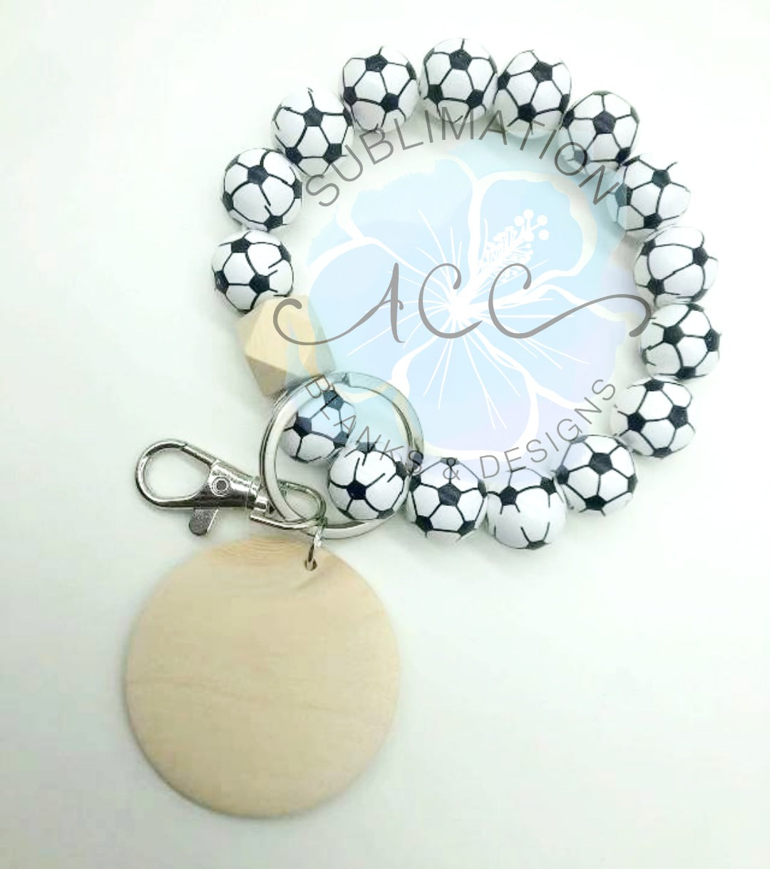 RTS SPORTS wood bead keychain bracelet, wristlet, laser engraving blank, wood bead wristlet, wood disc for engraving