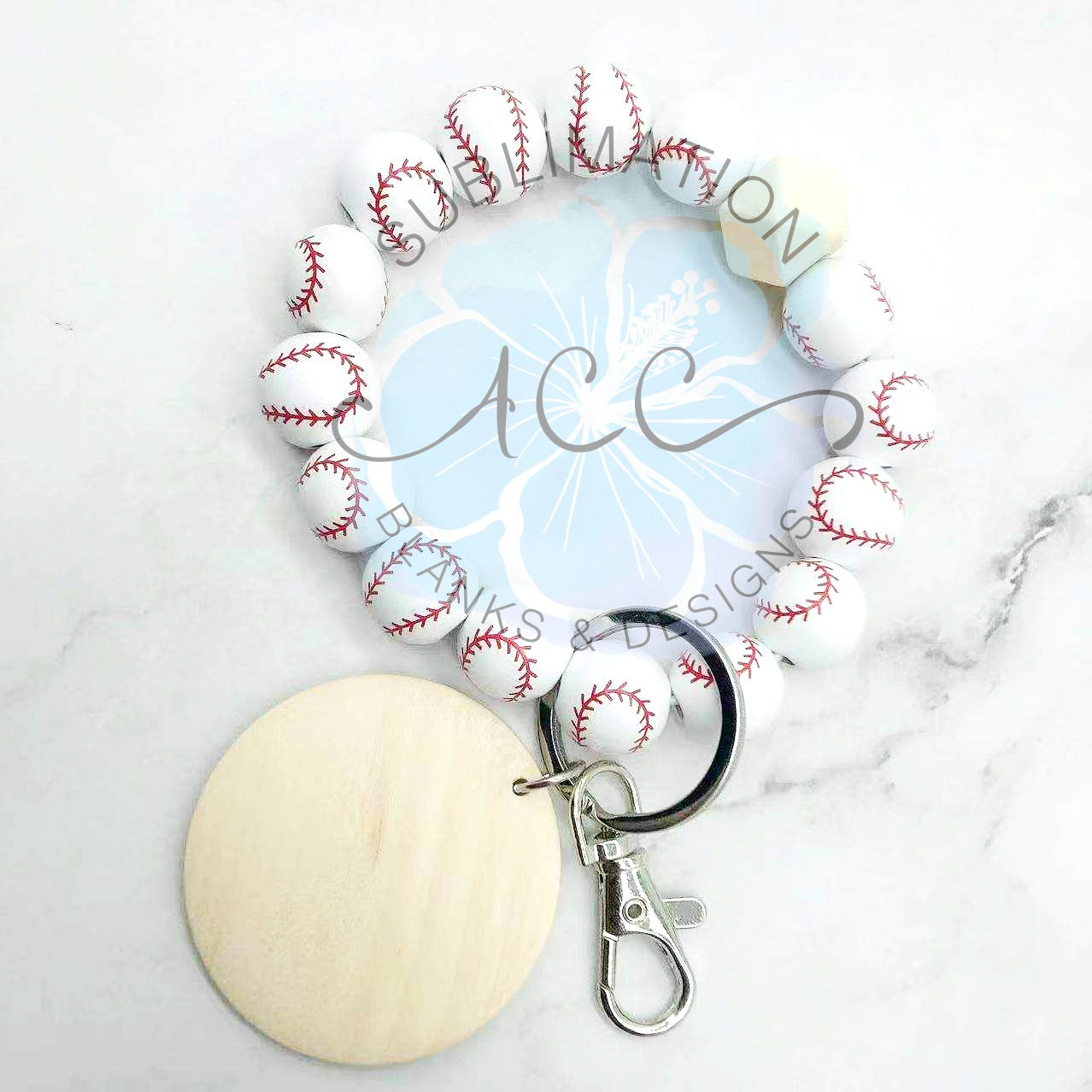 RTS SPORTS wood bead keychain bracelet, wristlet, laser engraving blank, wood bead wristlet, wood disc for engraving