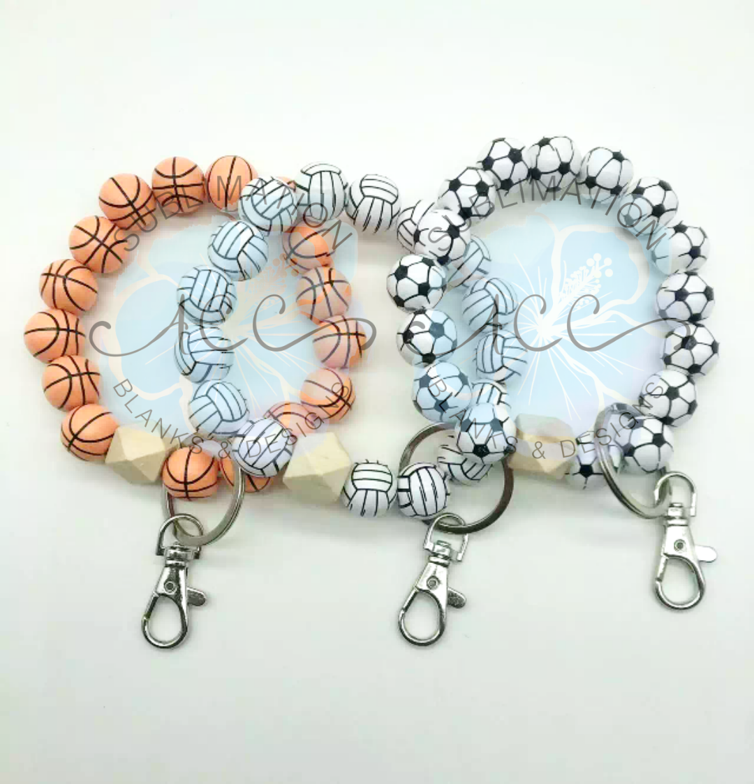 RTS SPORTS wood bead keychain bracelet, wristlet, laser engraving blank, wood bead wristlet, wood disc for engraving