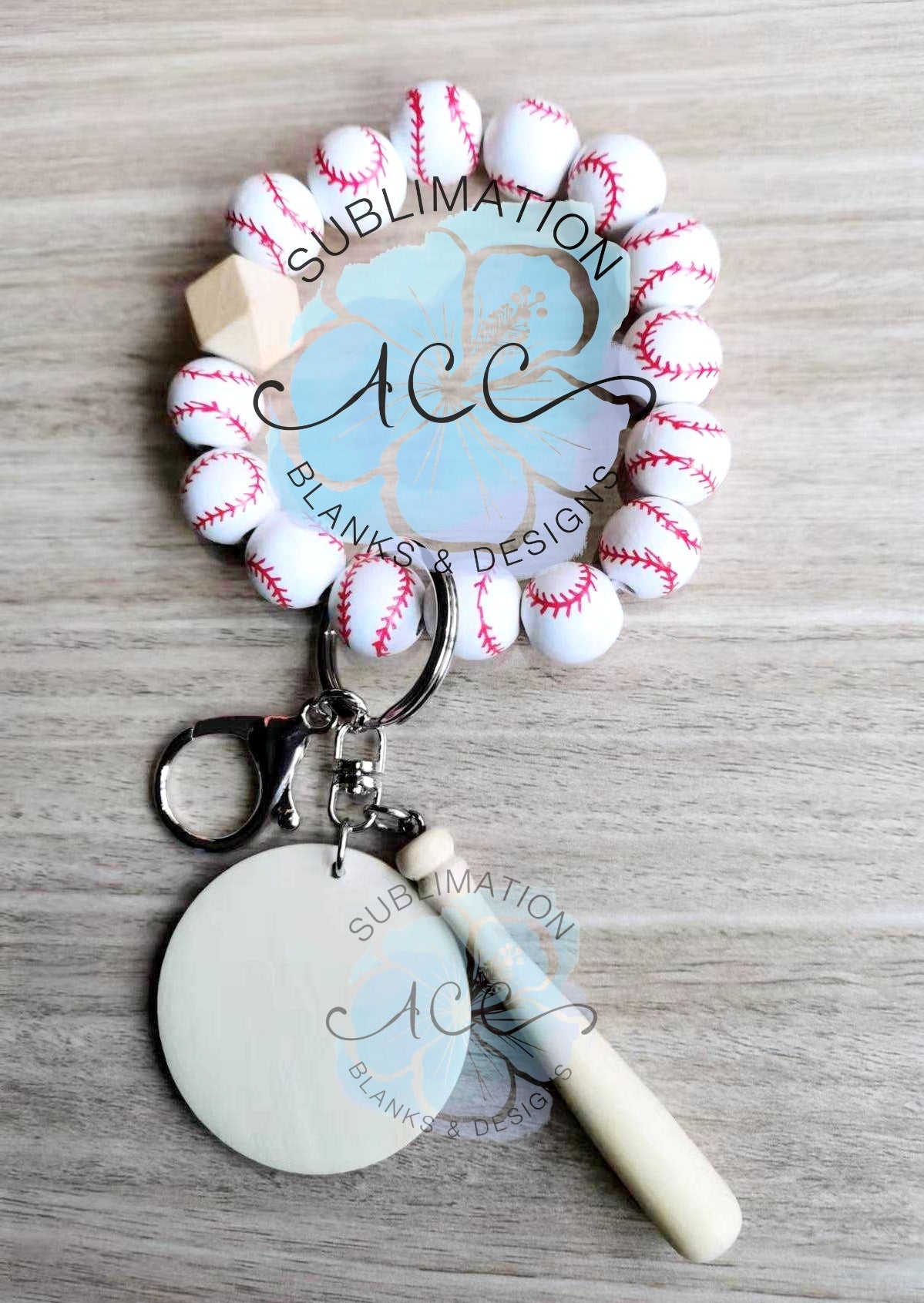 RTS SPORTS wood bead keychain bracelet, wristlet, laser engraving blank, wood bead wristlet, wood disc for engraving