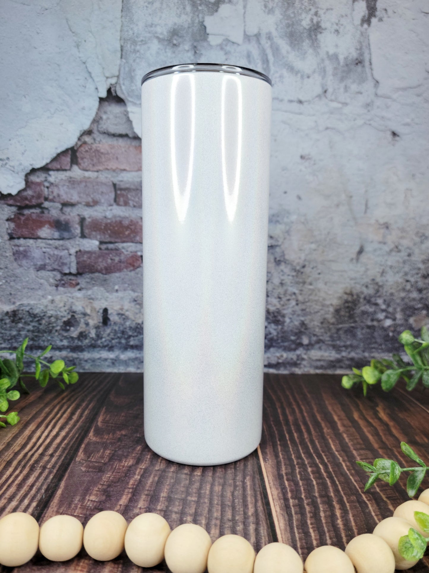 20 oz Straight SHIMMER Sublimation ready skinny tumbler RTS, White Iridescent SHIMMER sublimation tumbler