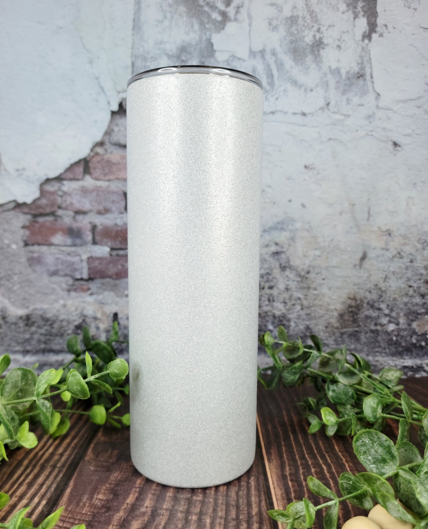 20 oz Straight Skinny Sublimation Tumbler with White Rough Glitter Coating