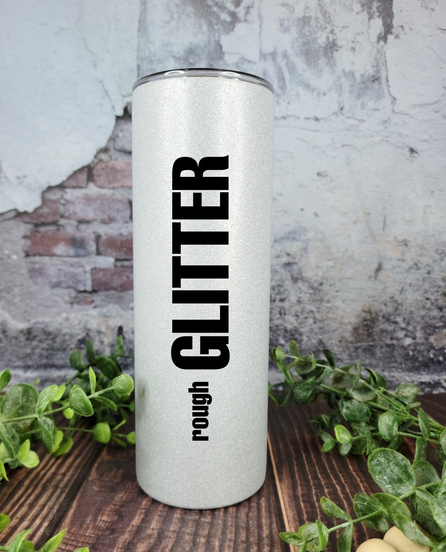 20 oz Straight Skinny Sublimation Tumbler with White Rough Glitter Coating