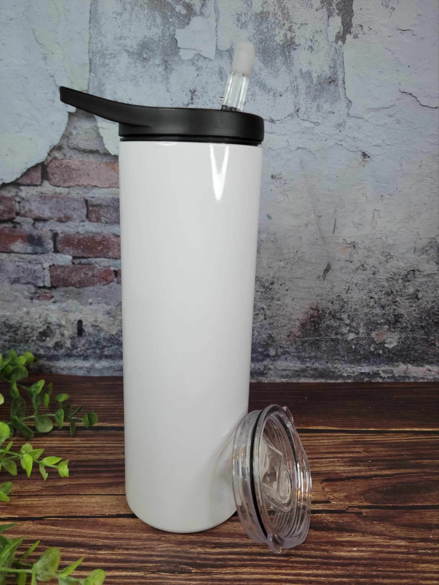 20 oz Straight Skinny Sublimation-Ready Tumbler with Handle and 2 Lids Included - Hydro Tumbler