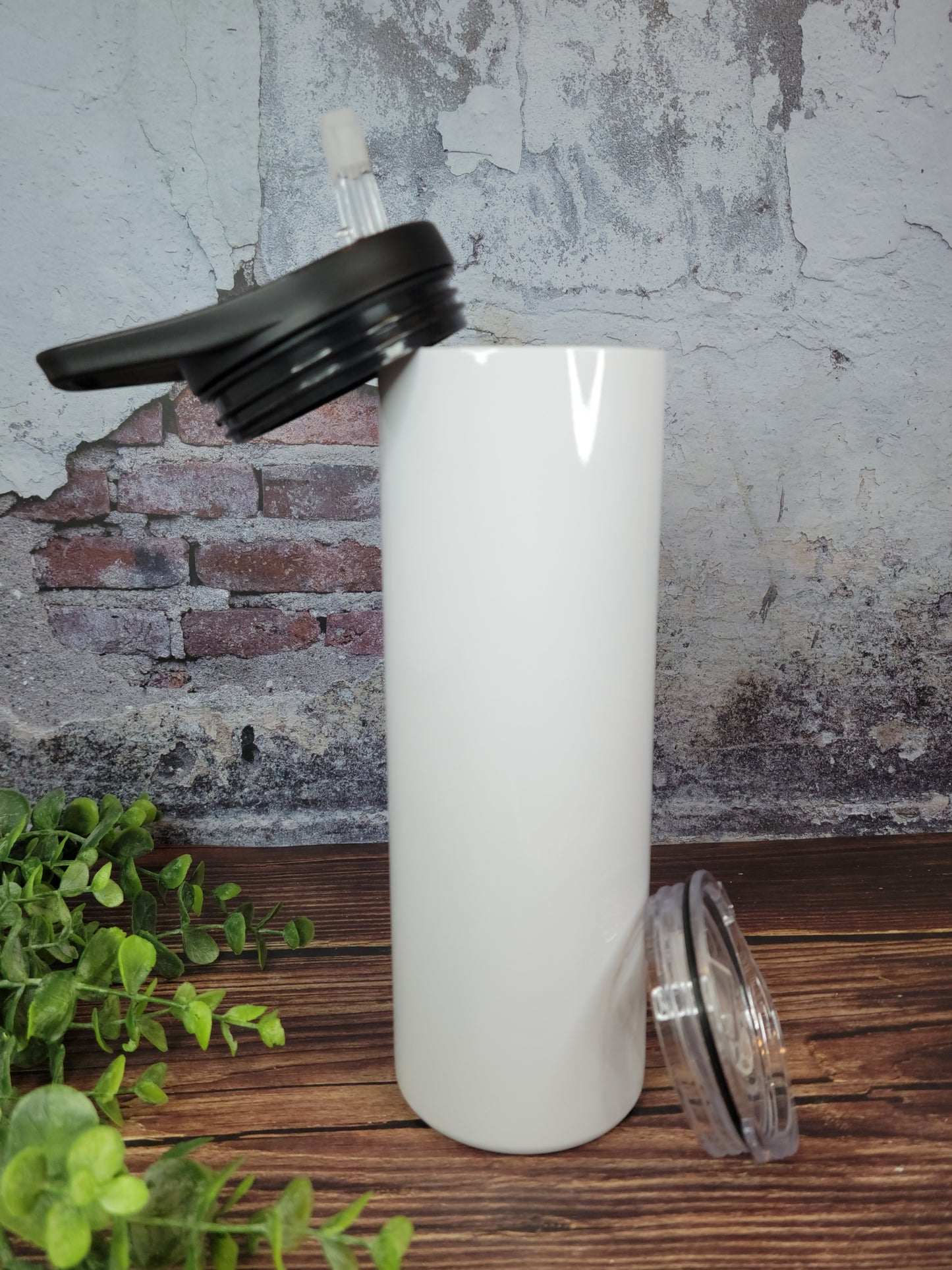 20 oz Straight Skinny Sublimation-Ready Tumbler with Handle and 2 Lids Included - Hydro Tumbler