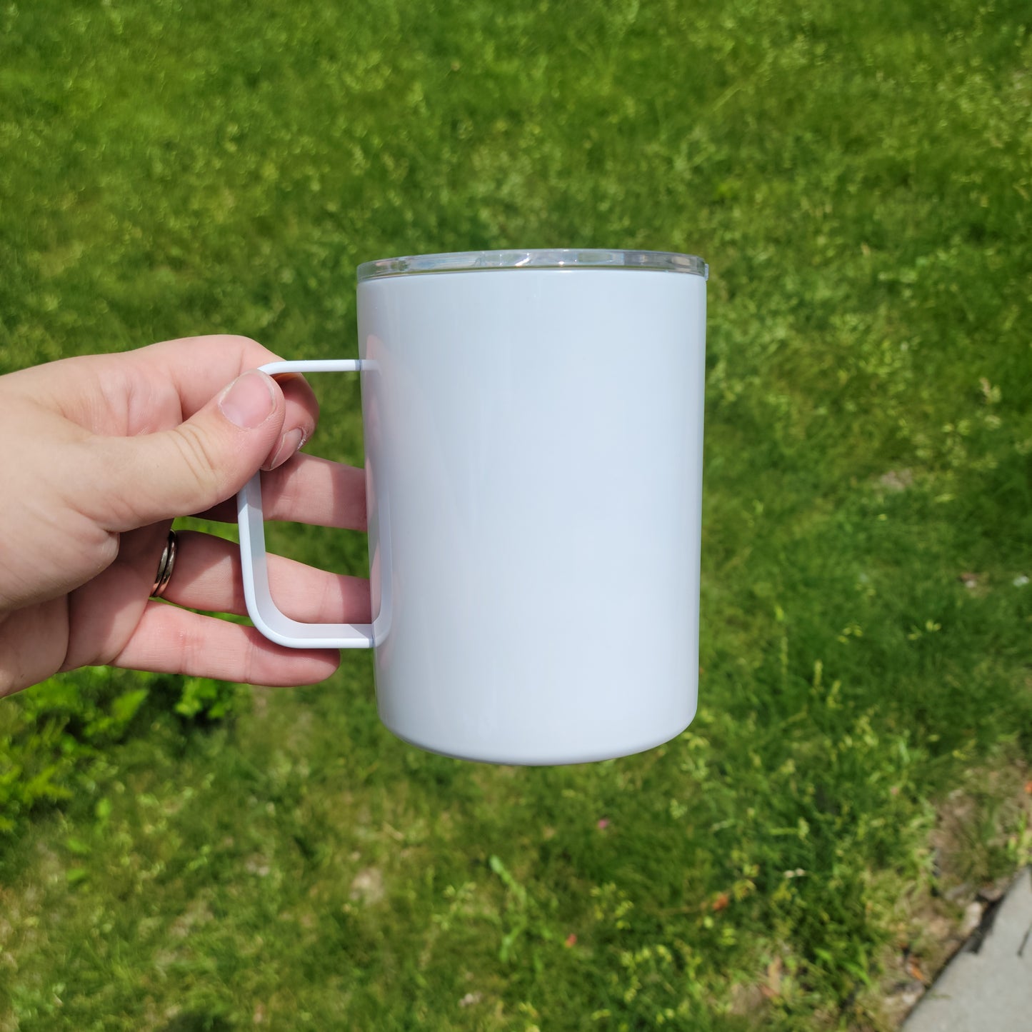 RTS Lowball STRAIGHT coffee tumbler with handle, NO SEAM, Sublimation ready coffee tumbler