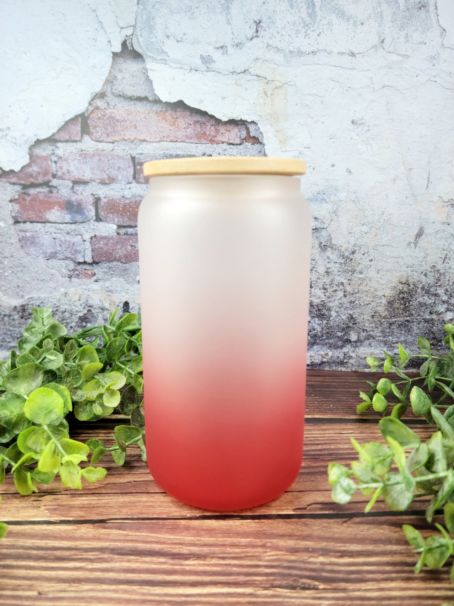 Ombre 16oz Glass Can Cups with Bamboo lid, glass tumbler, ombre glass tumblers
