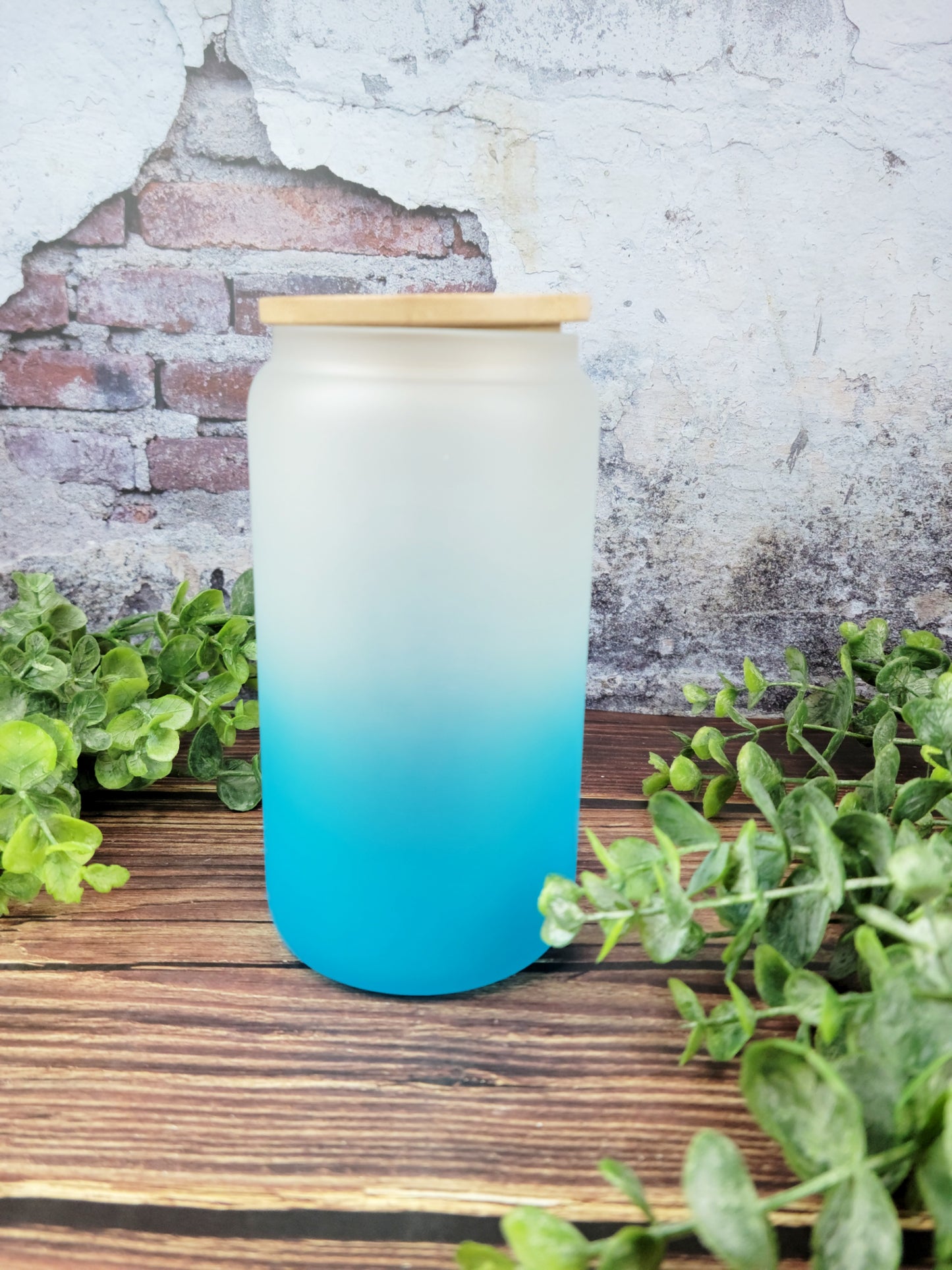 Ombre 16oz Glass Can Cups with Bamboo lid, glass tumbler, ombre glass tumblers