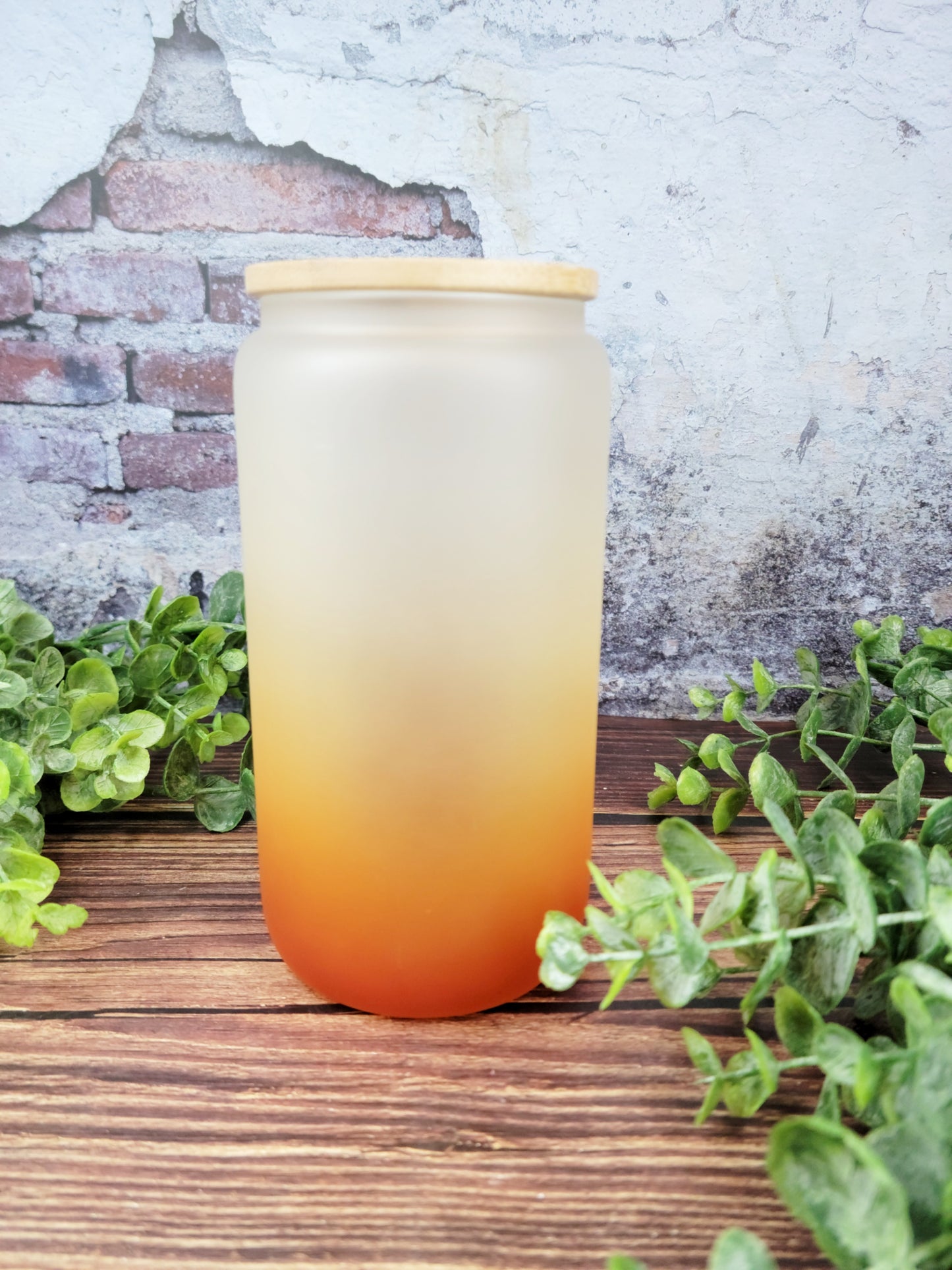 Ombre 16oz Glass Can Cups with Bamboo lid, glass tumbler, ombre glass tumblers