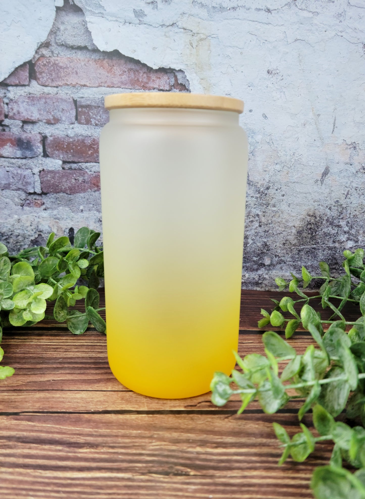 Ombre 16oz Glass Can Cups with Bamboo lid, glass tumbler, ombre glass tumblers