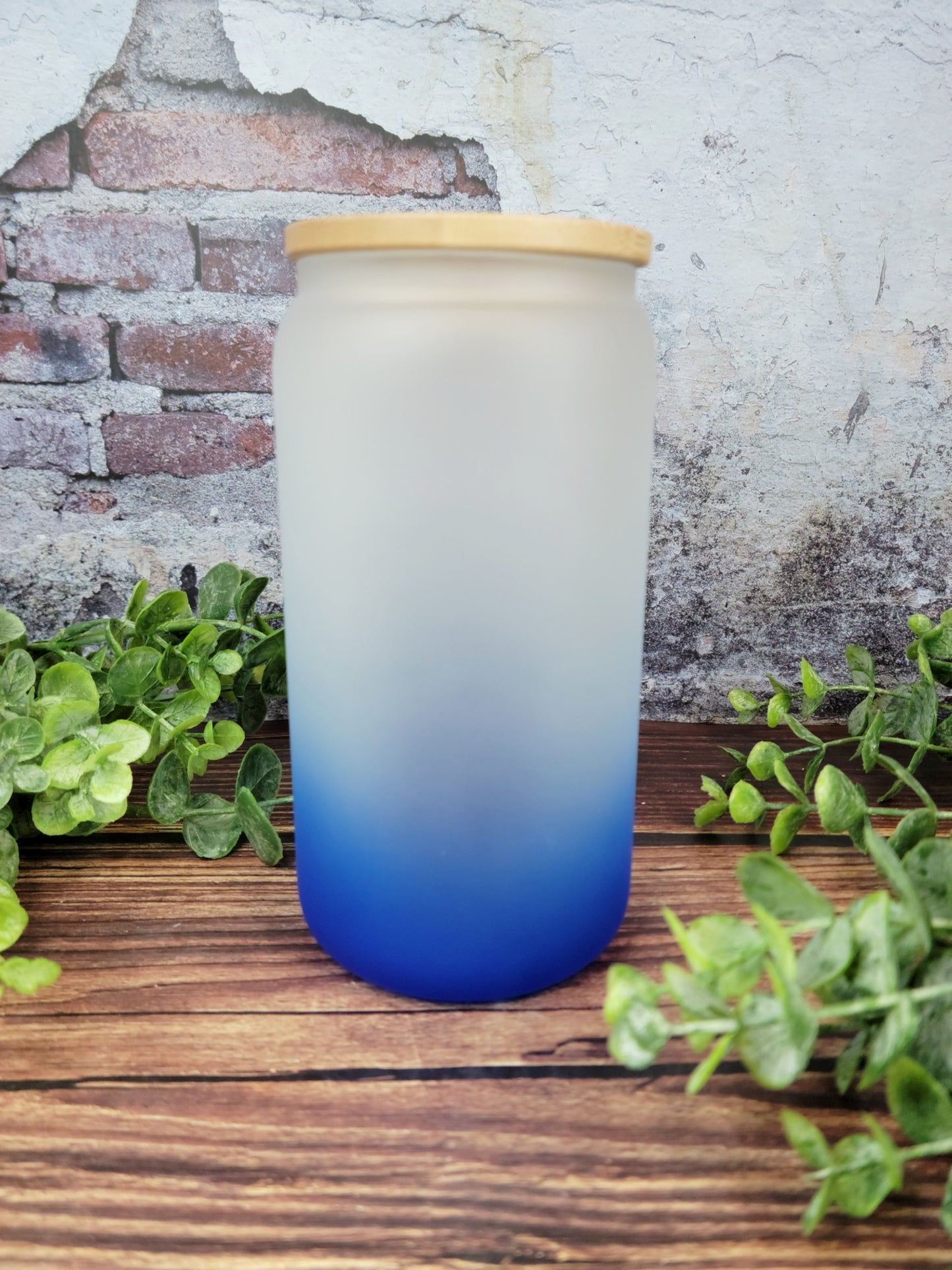 Ombre 16oz Glass Can Cups with Bamboo lid, glass tumbler, ombre glass tumblers