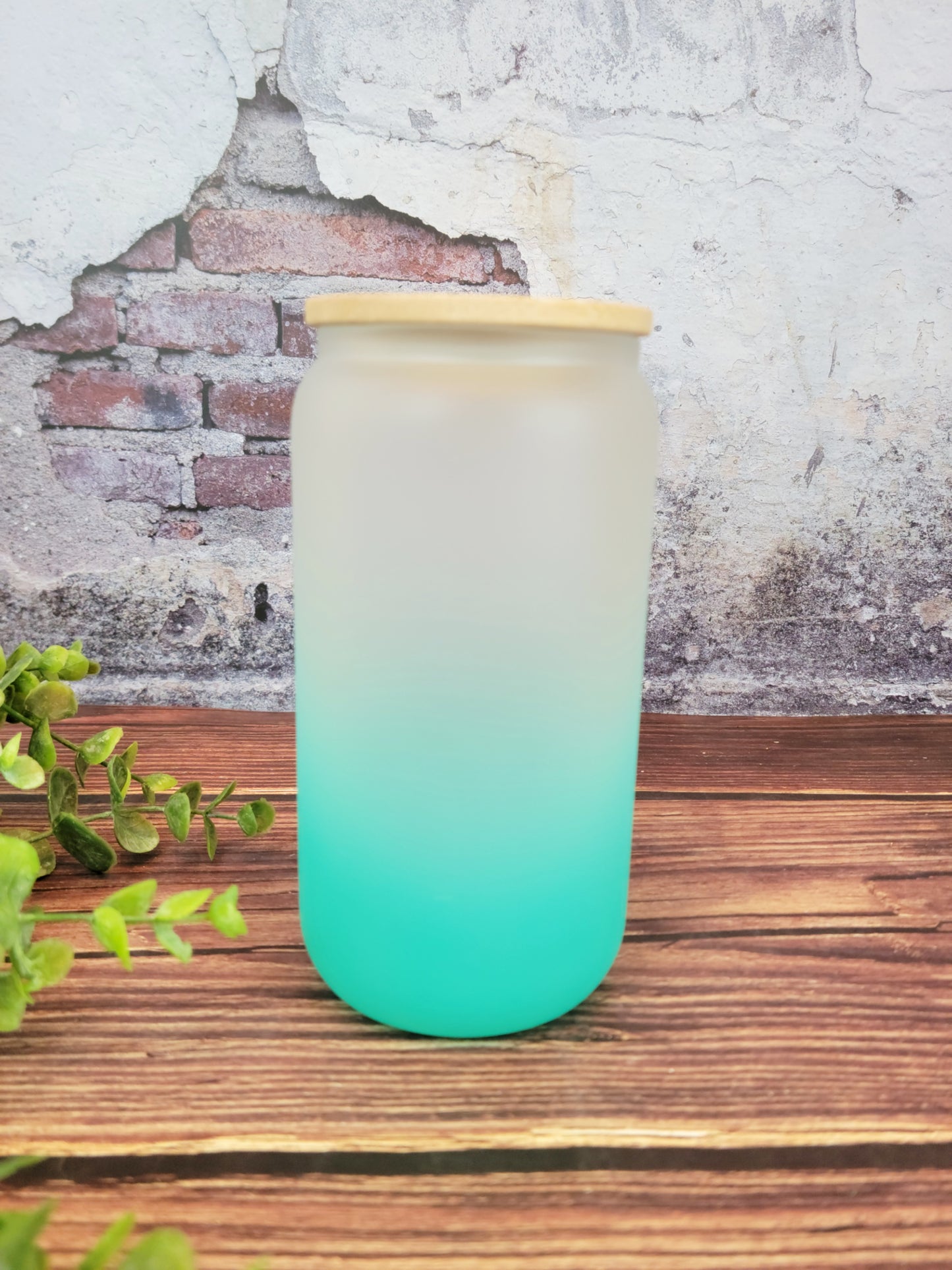 Ombre 16oz Glass Can Cups with Bamboo lid, glass tumbler, ombre glass tumblers