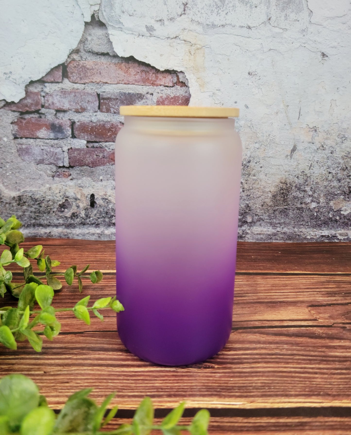 Ombre 16oz Glass Can Cups with Bamboo lid, glass tumbler, ombre glass tumblers
