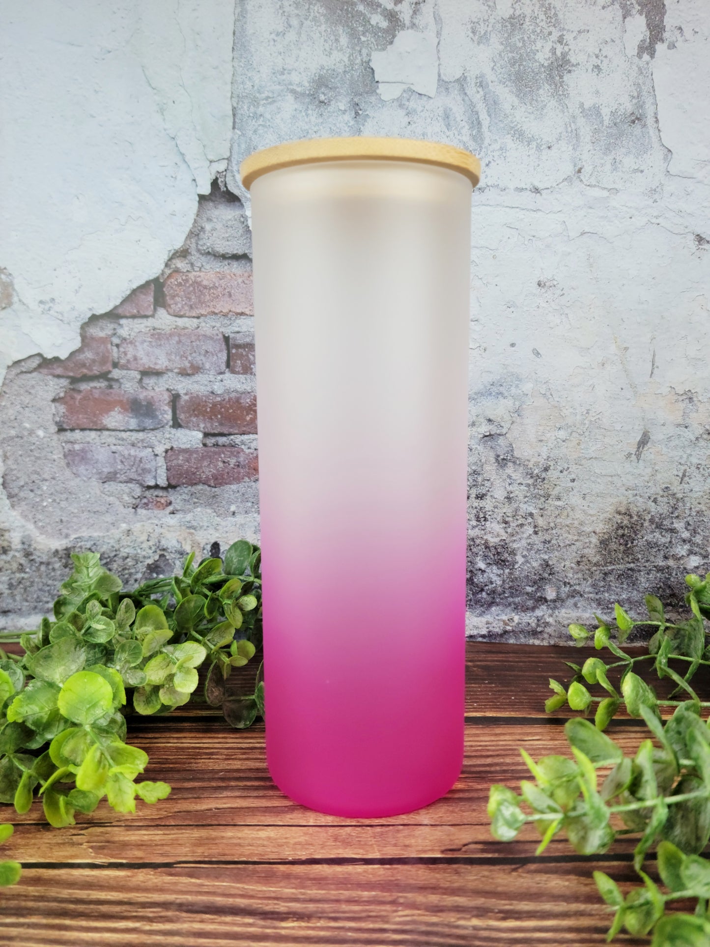 Ombre 25oz Glass Bottles with Bamboo lid, glass tumbler, ombre glass tumblers