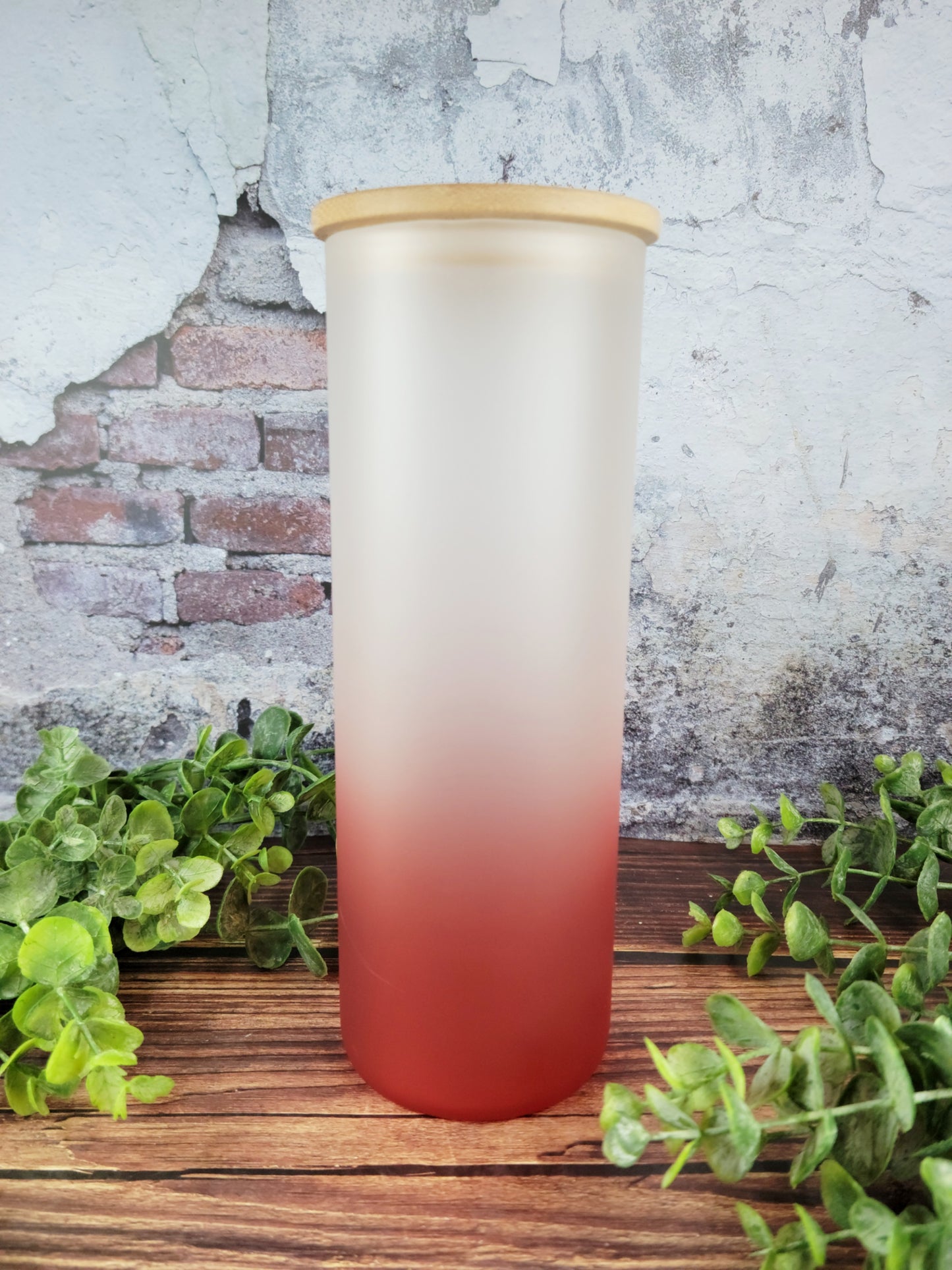 Ombre 25oz Glass Bottles with Bamboo lid, glass tumbler, ombre glass tumblers